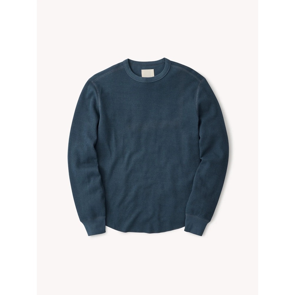 Buck Mason Vintage Thermal Surplus Tee Men M Dark Marine Long Sleeve Waffle Knit